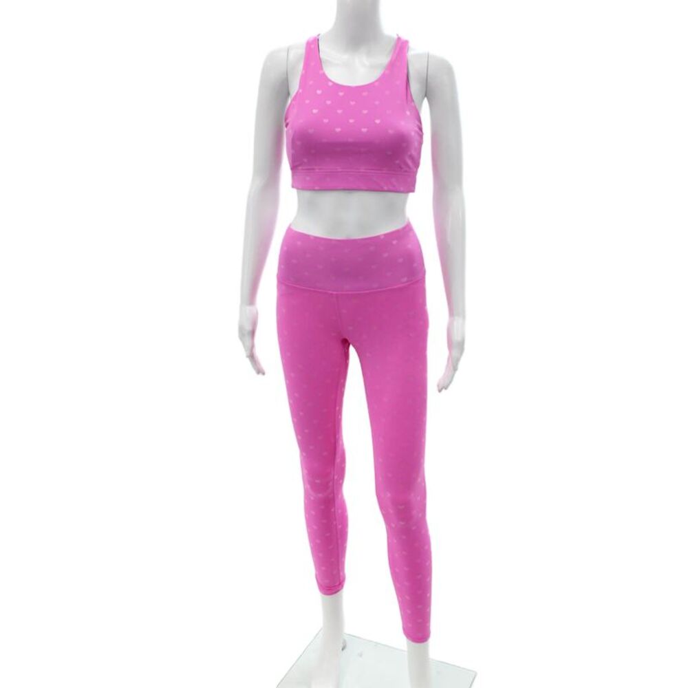 Terez Women Pink Heart Ankle Leggings Size XS